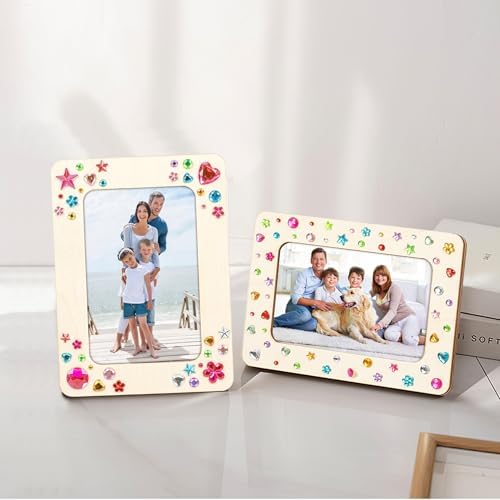 Lesnala 6 Pcs Unfinished Wood Picture Frame Crafts DIY Kits with Stickers - Image 4
