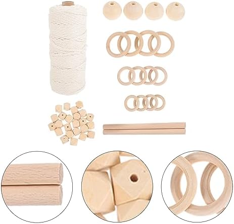 VOSAREA 1set DIY Macrame Kit Handmade Macrame Supplies for Wall Hanging Tapestry Includes Rope Beads Rings for Home Decor and Crafting Enthusiasts - Image 3