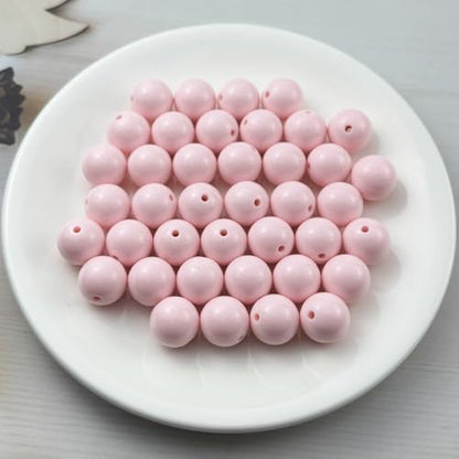 40pcs Acrylic Round Beads for Crafts 16mm Resin Candy Color Spacer Beads with Hole for Jewelry Making Sewing Crafts Decoration Necklaces Bracelets Earrings Supplies(Light Pink) - Image 2
