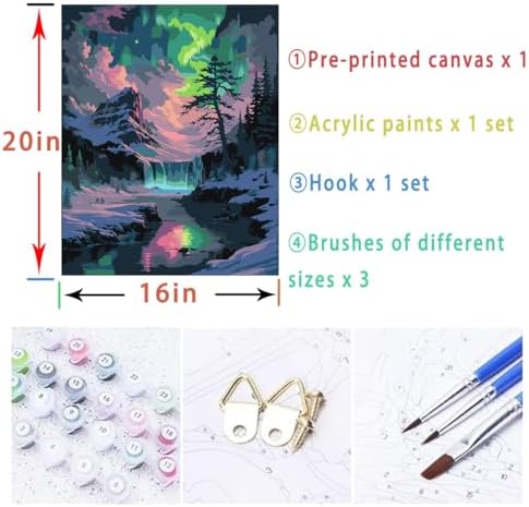 Lovepefe Snow Mountain Paint By Numbers Kit for Adults Beginner Waterfall Adult Paint By Number Kits On Canvas Mountain Oil Painting Kit for Adults Kits for Gift Home Wall Decor 16x20 Inch - Image 5