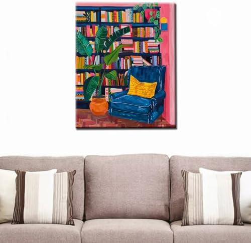 Bohemia Style Paint by Numbers Kits for Adult Beginners Blue sofa Paint by Numbers Kits Botanical Acrylic Paint by Numbers Kits on Canvas Perfect for Gift Home Wall Decor DIY Framed 16x20 Inch - Image 2