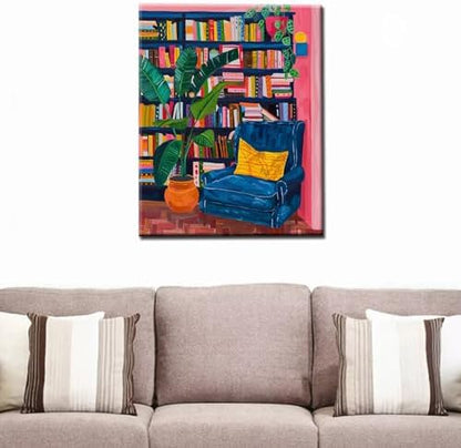 Bohemia Style Paint by Numbers Kits for Adult Beginners Blue sofa Paint by Numbers Kits Botanical Acrylic Paint by Numbers Kits on Canvas Perfect for Gift Home Wall Decor DIY Framed 16x20 Inch - Image 2