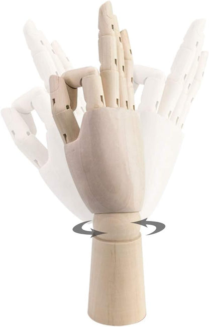 HSOMiD Flexible Wooden Hand Model Moveable Wooden Artists Manikin Hand Figure 12 Inches Men Right Hand Model for Sketching Drawing Painting Home Office Desk Decoration (12 Inch Right Hand)