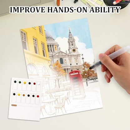 Breathly Watercolor Kit, Watercolor Workbook for Adults Beginner, Creative Stress Relief Art Sessions, Portable Painting Kit for Outdoor Sketching and Travel - Image 6