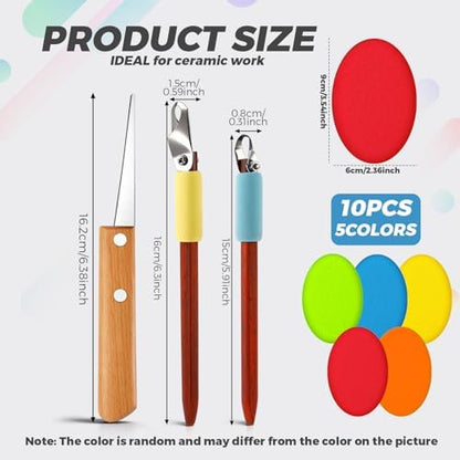 Leriton 2 Pack Clay Carving Tools Pottery Scrapers, Set 4, Colorful - Image 2
