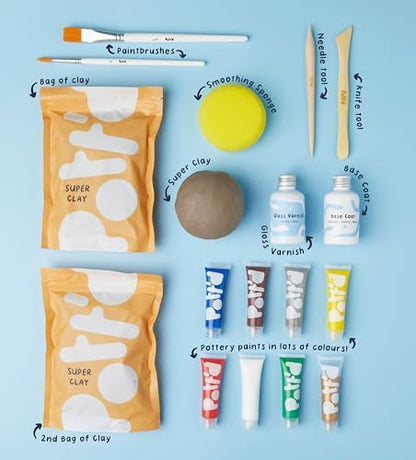 Pott'd Mini Pottery Kits | Air Dry Clay Pottery Kit for Adults | Includes Paints, Brushes, and Potters Tools | Free Online Step-by-Step Tutorial | Perfect for Beginners | Bring The Studio to Your Home - Image 3
