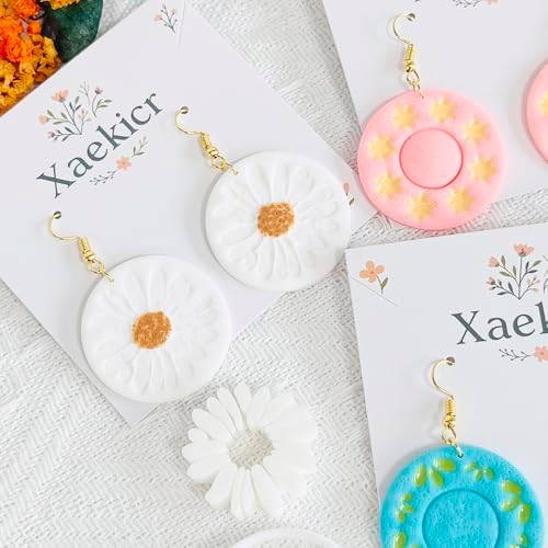 Xaekicr Round Floral Polymer Clay Cutters Set – Clay Earring Cutters for DIY Jewelry, Circle Flower Clay Tools for Earrings Making, Clay Molds for Polymer Clay Projects - Image 6