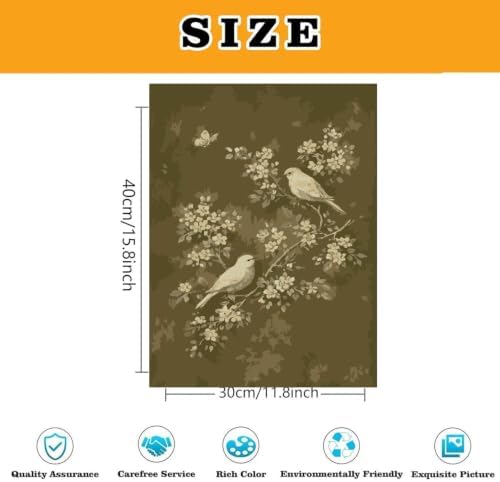 Vintage Bird Paint by Numbers Kit for Adults Framed Canvas, Frameworkless - Image 3