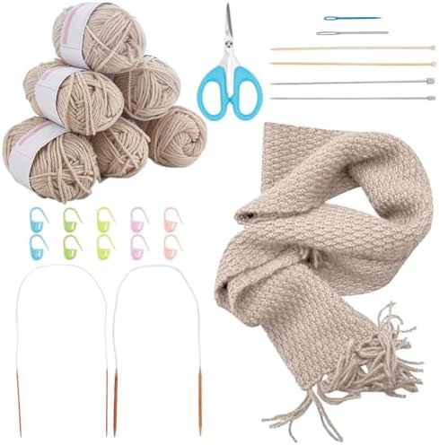WEBEEDY Scarf Knitting Kit Complete Knitting Starter Kit for Adults, Learn to Knit Scarf Set with Yarn, Knit Needles, Detailed Video Tutorial for Beginners Craft Set Supplies by WEBEEDY