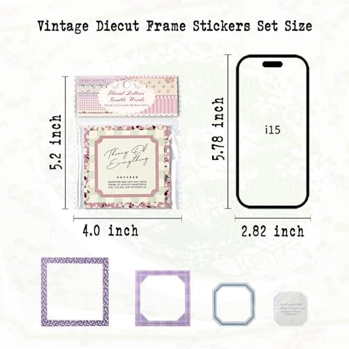 Vintage Kiss-Cut Frame Stickers for journaling, 4 Assorted Colors Floral Leaf Candy Series Diecut Sticker for Scrapbooking, Junk Journal Supplies, Collage, Card Making, Crafts Arts - Image 5