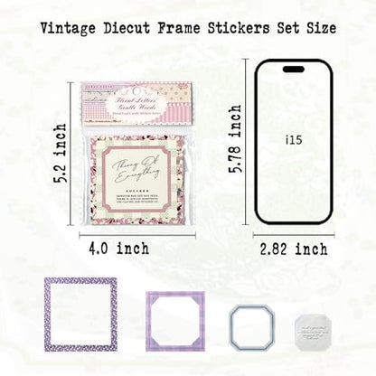 Vintage Kiss-Cut Frame Stickers for journaling, 4 Assorted Colors Floral Leaf Candy Series Diecut Sticker for Scrapbooking, Junk Journal Supplies, Collage, Card Making, Crafts Arts - Image 5