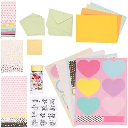 DIY Greeting Card Kits Includes 16 Cards 16 Envelopes with Decoration Accessories Handmade DIY Greeting Card Making Kits Personalized Set for Kids Adults(Pink) - Image 3