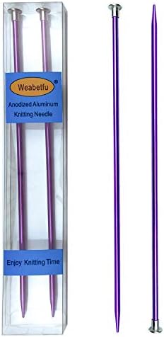 Weabetfu Aluminum Metal Knitting Needle,Colored Straight Single Pointed,10-inch Length for Handmade DIY Knitting,Size US 6(4.0mm) by Weabetfu