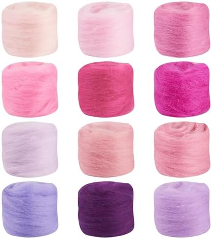 FASHEWELRY 2.11 OZ Needle Felting Wool Roving Purple Theme Handmade Spinning Felt Kit Nature Wool Roving Yarn DIY for Felted Animal Needle Felting Supplies - Image 7