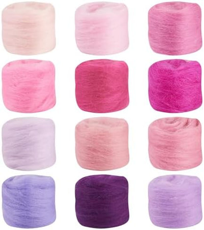 FASHEWELRY 2.11 OZ Needle Felting Wool Roving Purple Theme Handmade Spinning Felt Kit Nature Wool Roving Yarn DIY for Felted Animal Needle Felting Supplies - Image 7