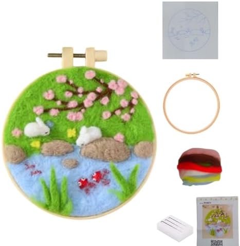 Hilsayum Wool Painting Kit Needle Felting Kit Wool Felt Painting Gifts for Adults,Needle Felt Supplies for Beginners,Home Decoration (Pond) by Hilsayum