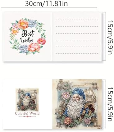 LSQFS Diamond Art Retro Christmas Card Set with Matching Envelopes,6 Pieces - Image 2