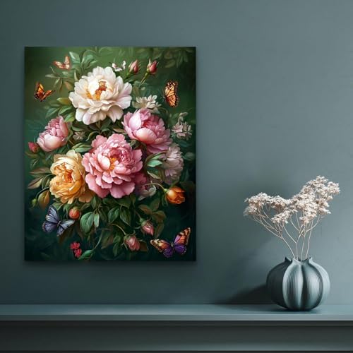 Banket Paint by Numbers Kit for Adults Beginner Flowers DIY Painting Kits for Adults Butterfly Easy Adult Paint by Number Kits on Canvas Color by Numbers for Gifts Home Wall Decor 16x20 Inch - Image 2