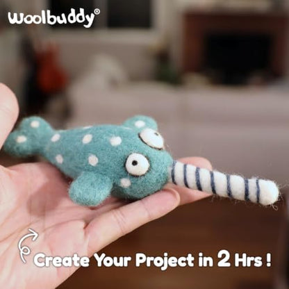 Woolbuddy Needle Felting Starter Kit (Narwhal) for Adults with Tool & Guide - Image 4