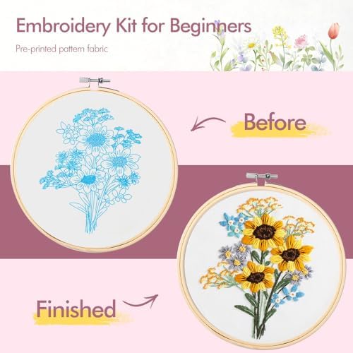 wtisan 5 Pack Embroidery kit for Beginners Adults DIY Starter Kit - Image 3