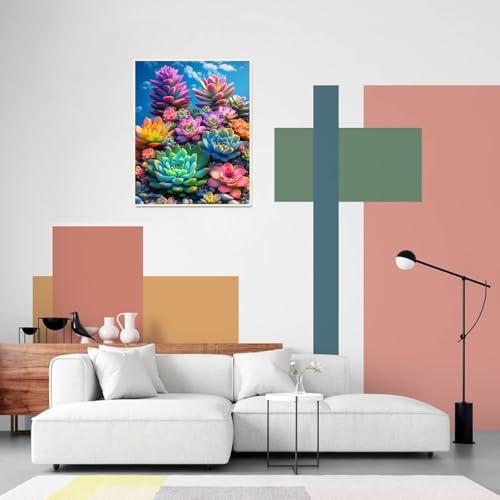 obterie Plant Paint by Numbers Kit for Adults Beginner Succulents Oil Painting Kit Adult Paint by Number Kits on Canvas DIY Painting for Beginners Art by Numbers for Gifts Home Wall Decor 16x20 Inch - Image 4