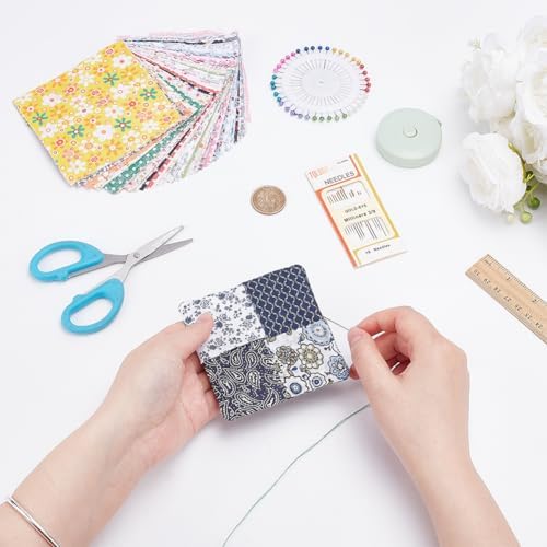 WEBEEDY 4 Sets DIY Square Quilting Coaster Kits with Video Tutorial for Adult Beginner, Cotton Fabric Quilt Kit with 50 Styles Quilting Fabric, DIY Patchwork Sewing Craft Quilt Coaster Making Kit - Image 4