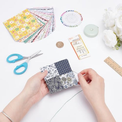 WEBEEDY 4 Sets DIY Square Quilting Coaster Kits with Video Tutorial for Adult Beginner, Cotton Fabric Quilt Kit with 50 Styles Quilting Fabric, DIY Patchwork Sewing Craft Quilt Coaster Making Kit - Image 4