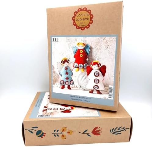 Wizardi Beginner Felt Craft Kit for Adults - Scandinavian Angels. Fantasy Felting Kit 10x12cm. Felting Tools. Wool Felting Supplies. Wool Felt. ANGEL3F Corinne Lapierre - Image 3