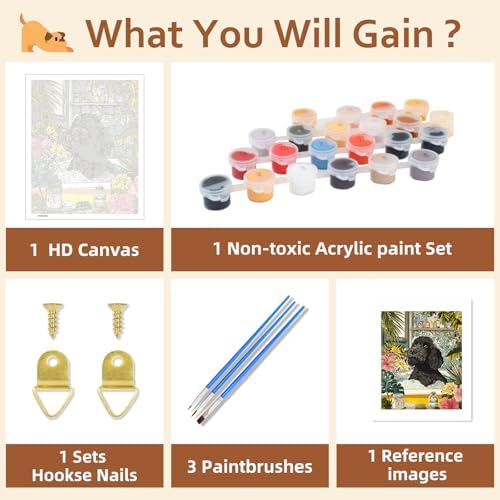 Reivworl Dog Paint by Numbers Kit for Adults Beginner 16×20 inch - Image 6