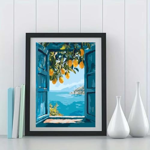 GEMOUJ Lemon Tree Paint by Numbers Kit for Adults,DIY Paint by Number Kit on Canvas for Window Seaside Home Wall Decor Art Canvas Acrylic Paints Crafts 16 x 20 Inch - Image 4