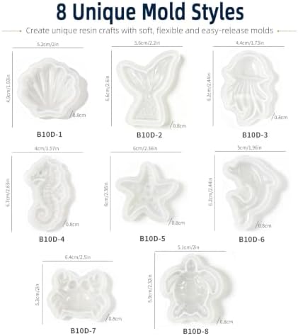 8Pack Ocean Resin Molds Silicone, Sea Animal Keychain Pendant Molds for DIY - Image 4