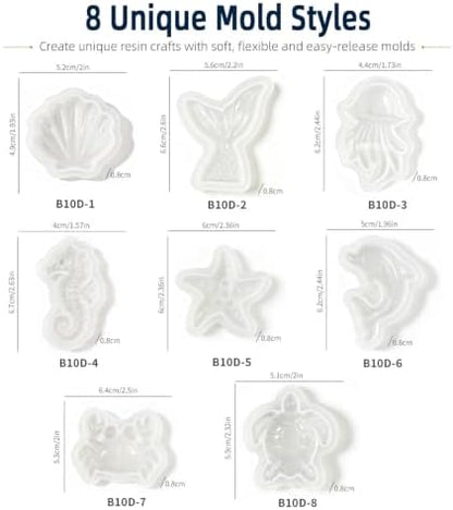 8Pack Ocean Resin Molds Silicone, Sea Animal Keychain Pendant Molds for DIY - Image 4