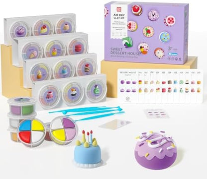 Air Dry Clay Kit - Modeling Clay for Kids mit Sculpting Tools und Tutorial, Ultra Light & Soft, Safe & Non-Toxic, DIY Model Magic Clay 12 Cans 48 Colors, Creative Art Crafts Toys Gifts for Girls Boys by LOUFOR-THENOBILITYINCLAY
