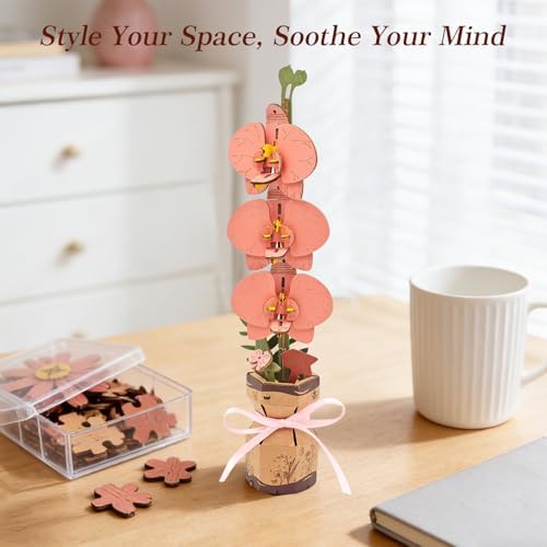 BUSOHA 3D Wooden Flower Puzzle for Adults - Orchid DIY Craft Kit - Image 7