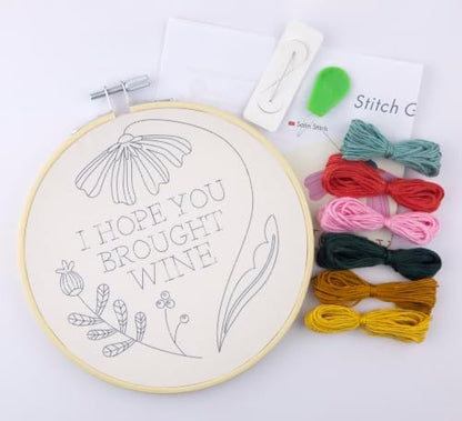 FUNATIC I Hope You Brought Wine Funny Embroidery Kit for Adults - Image 2