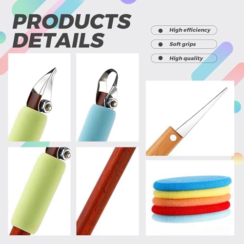 Leriton 2 Pack Clay Carving Tools Pottery Scrapers, Set 1, Multicolor - Image 5