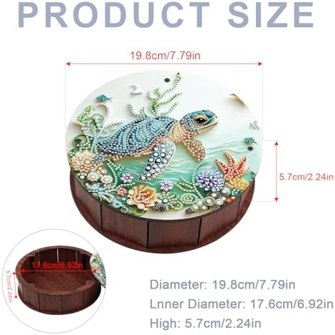 DIY Diamond Painting Fruit Bowl Storage Box, Turtle Decorated Tray Diamond Painting Craft Set, for organising Desk Items, a Versatile and Creative Handmade Gift - Image 2