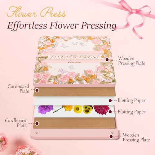 Flower Press Kit – 11"x11" Large Wooden Plant Press for DIY Pressed Flowers & Bouquet Preservation | Scrapbooking & DIY Crafts | Craft Kit for Adults & Teens | Ideal Gift for Nature & Art Lovers - Image 5