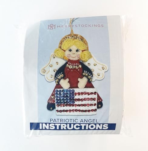 MerryStockings Felt Ornament Kit, Collectible Angels Series, DIY, Sequins, Beads, Embellishments, Step by Step Instructions and Each Angel has Multiple Skin Tone Options (Patriotic) - Image 3