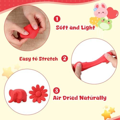 VioraWhite 40 Pcs 21 oz Air Dry Clay Bulk Modeling Clay,Red - Image 3