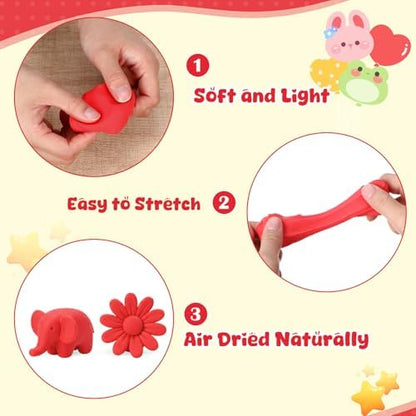 VioraWhite 40 Pcs 21 oz Air Dry Clay Bulk Modeling Clay,Red - Image 3