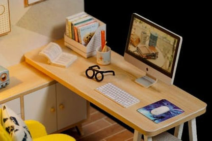 DIY Miniature Dollhouse Kits - Wooden Mini Model House with LED Lights, Tiny Furniture & Accessories – Craft Building Kits for Teens & Adults (Study Room) – Birthday Valentine's Gift - Image 6