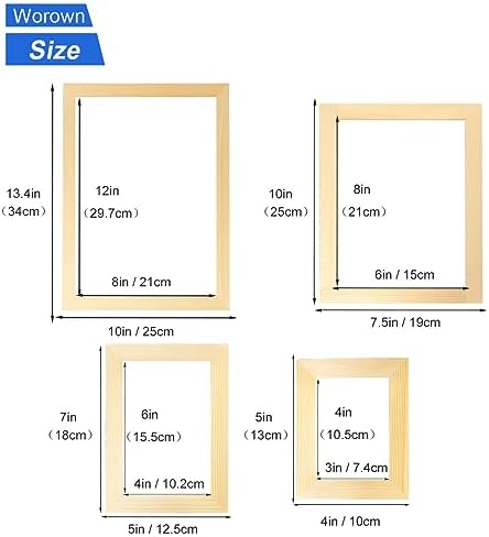 Worown Paper Making Screen Kit, 4 Sizes (A4, A5, A6, A7) Wooden Mould and Deckle with Mesh Set, Papermaking Frame Kit, DIY Handmade Craft Supplies for Paper Making - Image 2