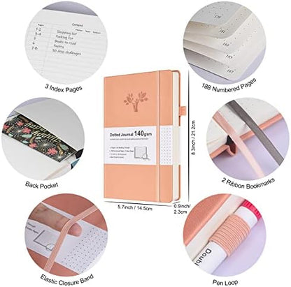 Bullet Dotted Journal Kit, 140gsm Dot Grid Notebook with 188 Numbered Pages - Image 2