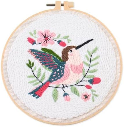 Myfelicity Punch Needle Embroidery Kit, Beginner Craft Set with Animal Pattern Design, 7.9 Inch Hoop (Hummingbird) - Image 7