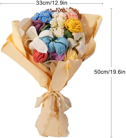 Noocro Crochet Kit Flower Bouquet, Rose, Lily Myosotis, Poppy, Tulip and Orchid with Video Tutorial and Detailed Instructions, Complete Kit Craft Supplies Holiday Gift (Flower Bouquet) - Image 2