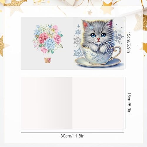 Diamond Painting Greeting Card Kit, Special Shaped Diamonds Painting, DIY Handcraft for Relatives and Friends with Wishes,Unique Design Crafting for Birthday or Holiday Cards - Image 2