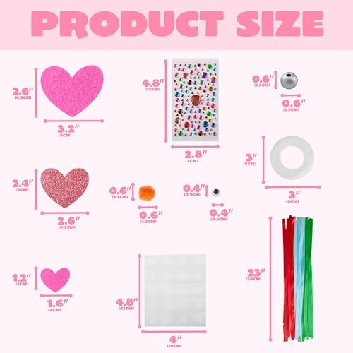 JOYIN Valentines Day 264 Pcs DIY Heart Felt Craft Set, Felt & Glitter Hearts & Wooden Beads & Plastic Eyes & Colorful Paper Ropes for Valentine's Day Kids Craft Party Classroom Ornaments Decorations - Image 5