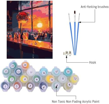 Canrichshop Vintage Cocktail Paint by Number for Adults,Paint by Numbers for Adults on Canvas Unframed,DIY Acrylic Painting by Numbers for Beginners,Easy Painting Kits for Decor 16x20inch - Image 6