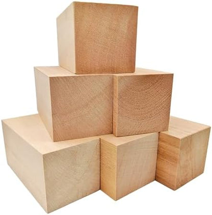 6Pcs Unfinished Basswood Blocks-2x2x4 Inch Rectangular Linden Wood Blocks for DIY Carving,Whittling Blocks,DIY Crafts,Natural untreated Wood Pieces (2x2x4in,6PC) by Unknown
